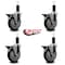 Service Caster 5'' Black Poly Swivel 1-1/4'' Expanding Stem Caster Set with Brake, 4PK SCC-EX20S514-PPUB-BLK-PLB-114-4 - alternate 2
